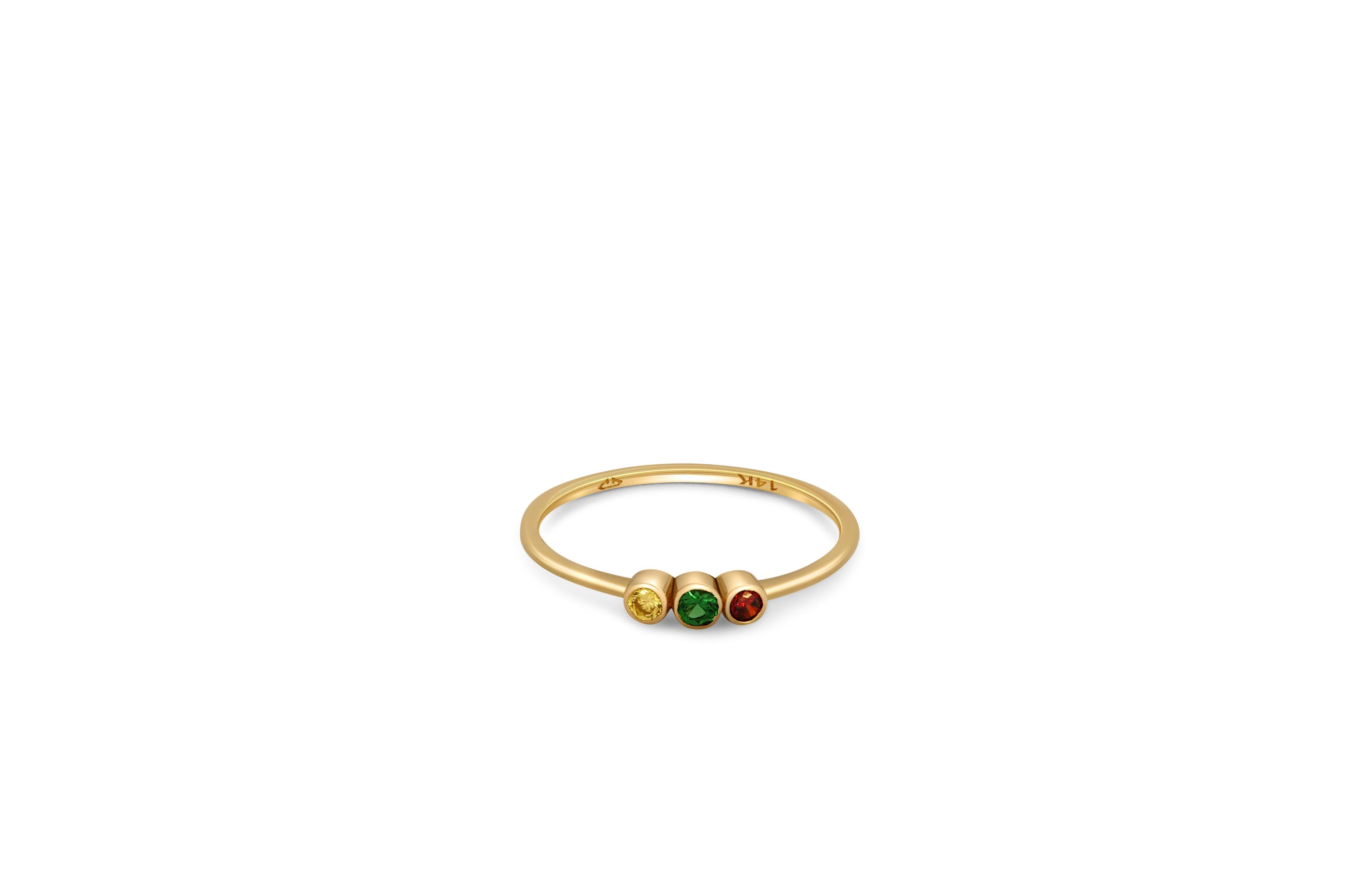For Sale:  Three Stone 14k gold ring 2