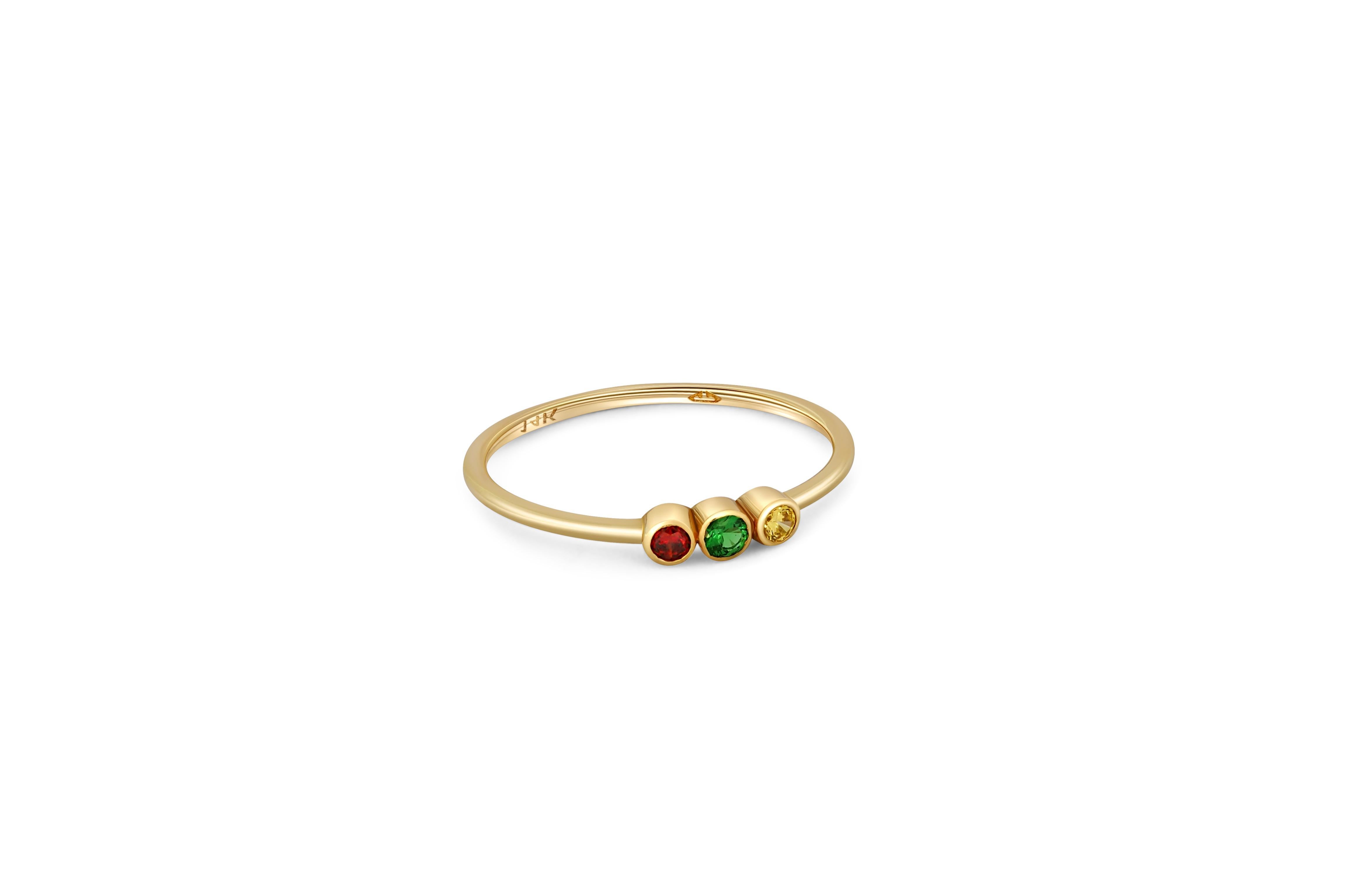 For Sale:  Three Stone 14k gold ring 3