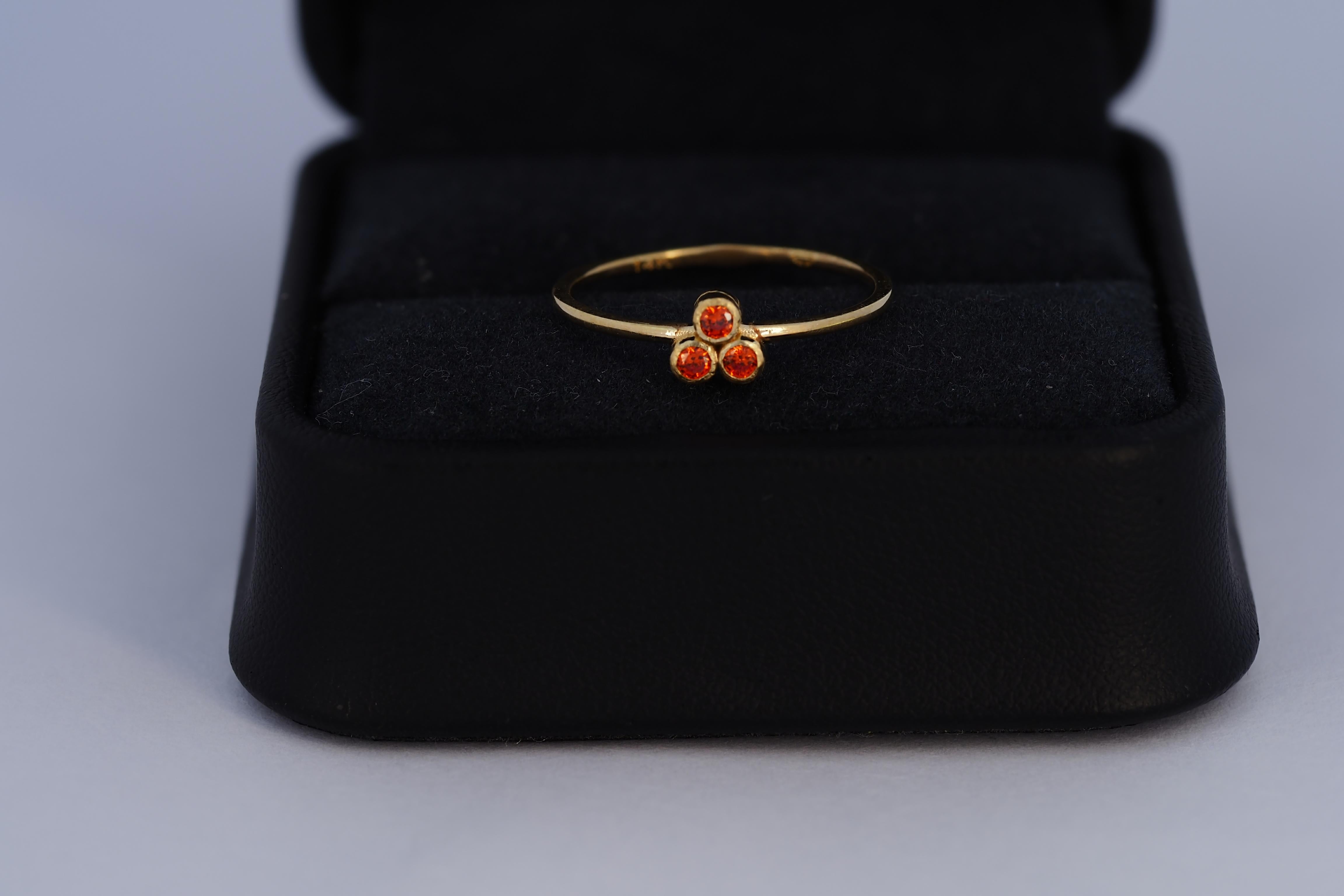 For Sale:  Three Stone 14k gold ring. 6