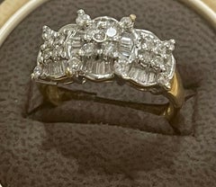 Three-Stone 1.5 Carat Diamond Cluster Cocktail 14 Karat Gold Ring