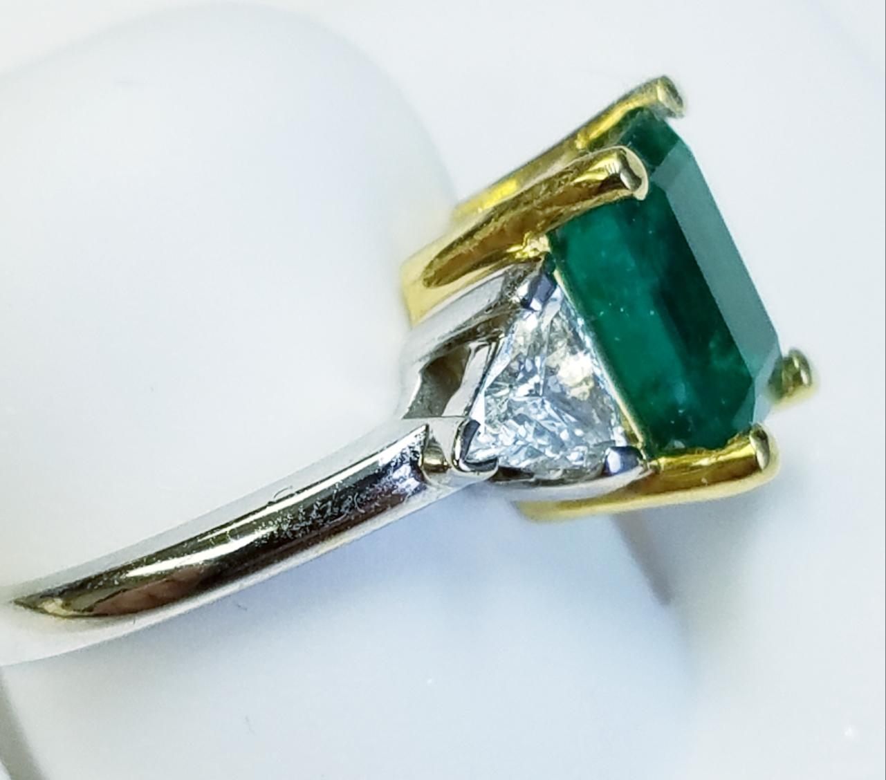 Three Stone 18k White Gold Emerald Cut Emerald and Diamond Ring
2.14 carats of Emeralds
0.51 carats of Diamonds
Emerald Cut
18k White Gold