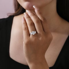 Three Stone 2.48Ct Oval Certified Diamond Engagement Ring 18K White Gold Jewelry (Bague de fiançailles à trois pierres avec diamant ovale certifié)