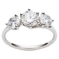 Used Three Stone Brilliant Cut Diamond Engagement Ring in 18K White Gold by Serafino