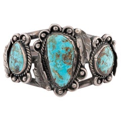 Bracciale a tre pietre in turchese di Cerrillos
