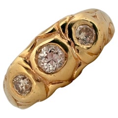 Three Stone Diamond 0.66ctw 14K Yellow Gold Band Ring