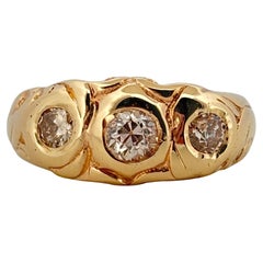 Drei Stein Diamant 0,66ctw 14K Gelbgold Band Ring