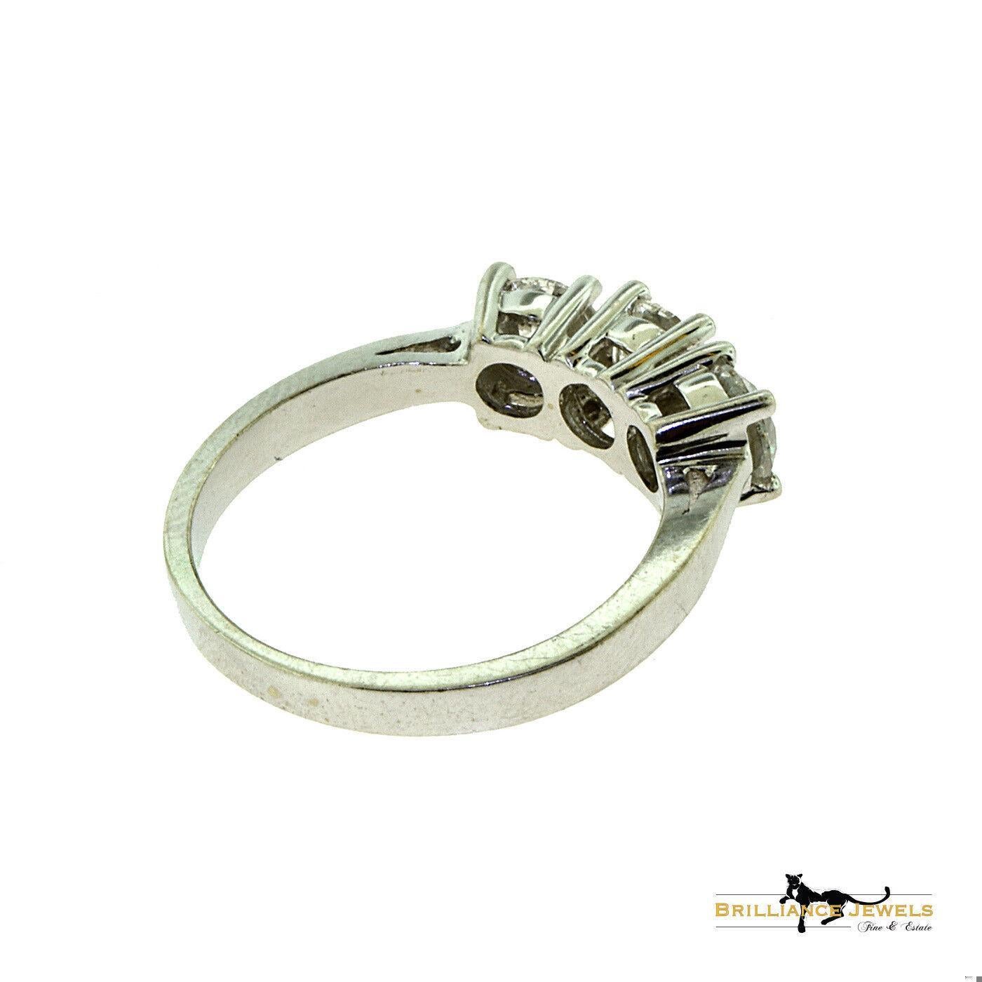 Anillo de 3 Piedras de DIAMANTE en Oro Blanco1,5 Quilates - Tamaño grande Contemporáneo en venta