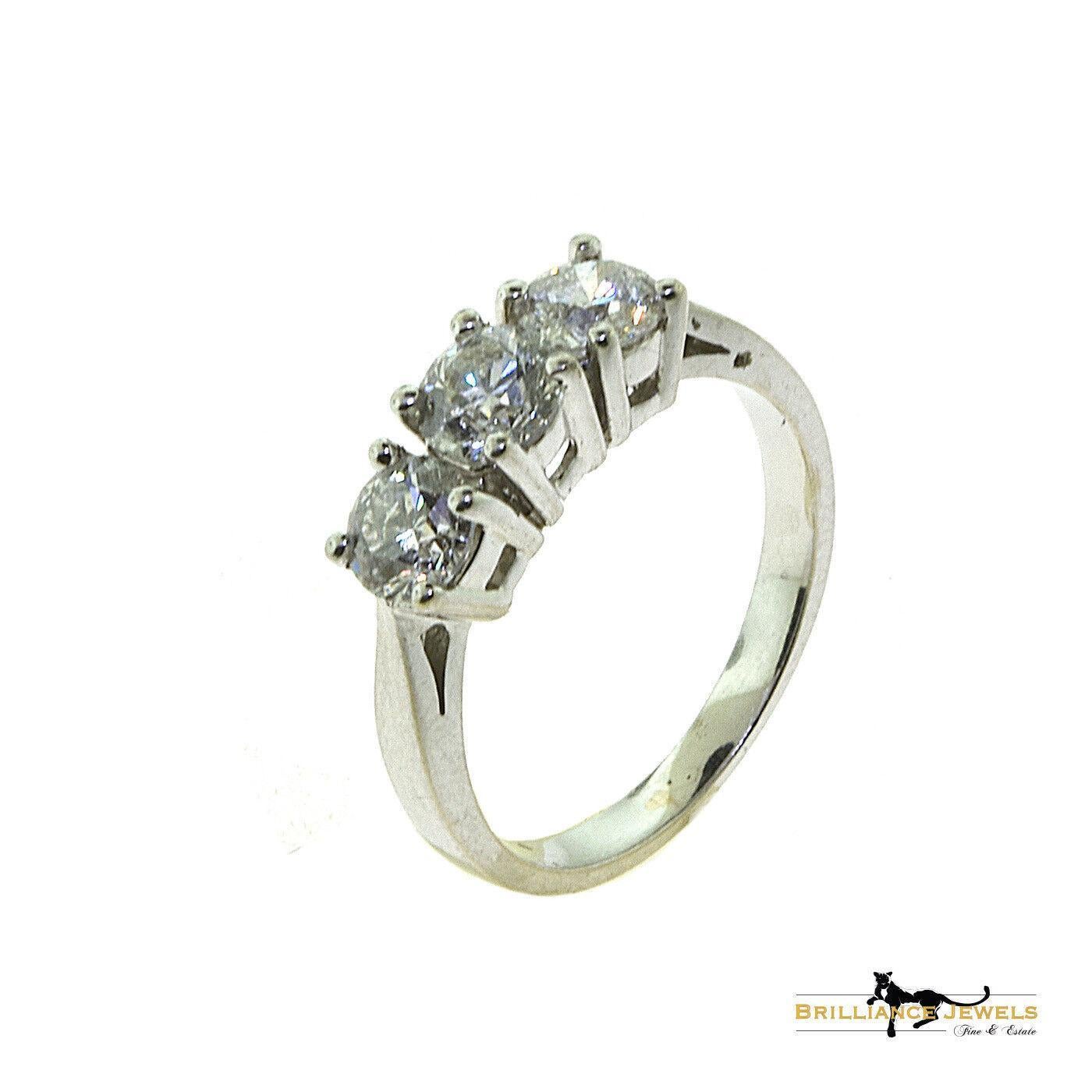 Anillo de 3 Piedras de DIAMANTE en Oro Blanco1,5 Quilates - Tamaño grande Corte brillante en venta