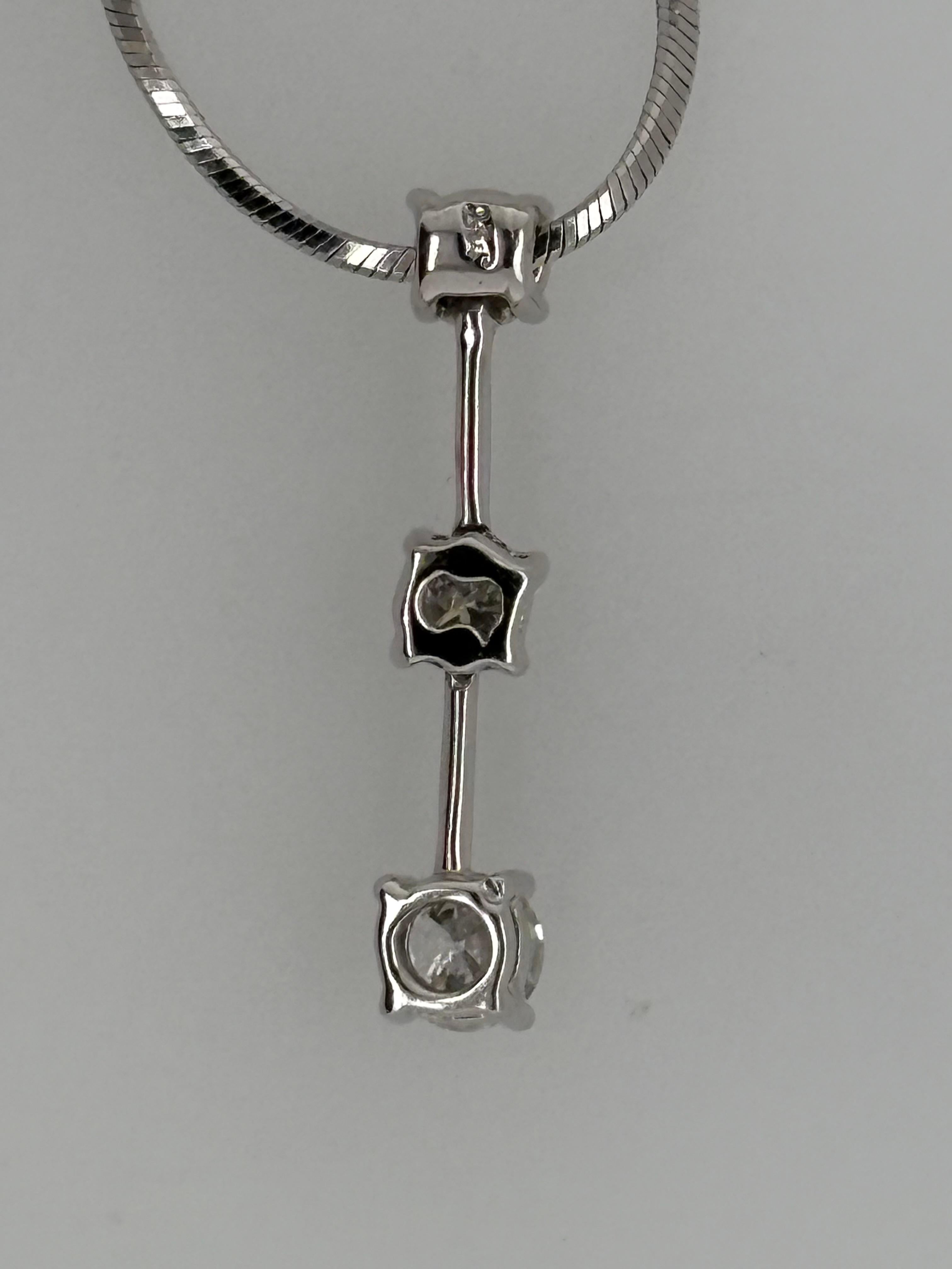 da uomo o donna Collana con ciondolo Journey con 3 pietre e diamanti, oro bianco 14 carati in vendita