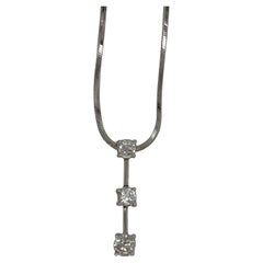 Diamant-Halskette mit 3 Steinen-Reise-Anhänger, 14kt Weißgold