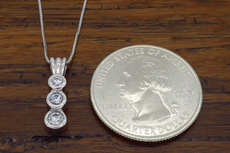 ThreeStone Diamond Drop Pendant Necklace at 1stDibs 3 diamond drop