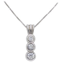 Three-Stone Diamond Drop Pendant Necklace
