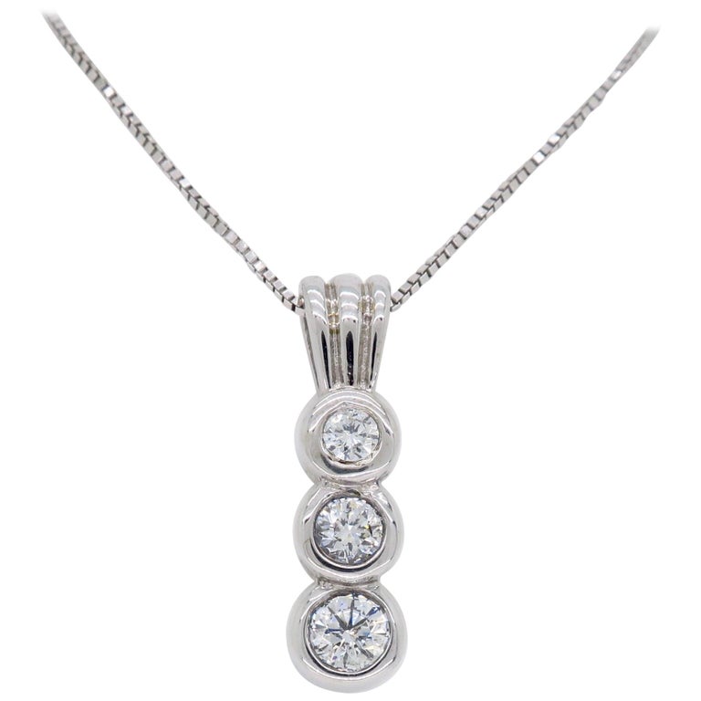 ThreeStone Diamond Drop Pendant Necklace at 1stDibs 3 diamond drop