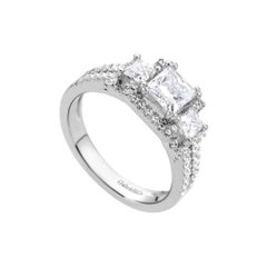 Three Stone Diamond Engagement Pave Set Mounting