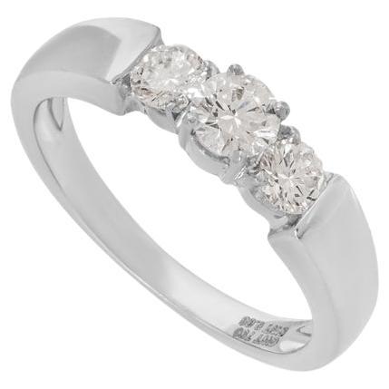 White Gold Diamond Three Stone Ring 0.68ct For Sale