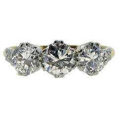 Three Stone Diamond Engagement Ring 1.14 Carat, circa 1950s