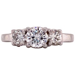 Three-Stone Diamond Engagement Ring 14 Karat White Gold