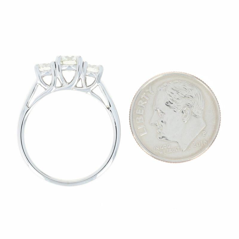 Women's Three-Stone Diamond Engagement Ring, 14 Karat White Gold Ideal 1.15 Carat For Sale