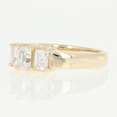 Three-Stone Diamond Engagement Ring, 14 Karat Yellow Gold Emerald Cut 1.00 Carat
