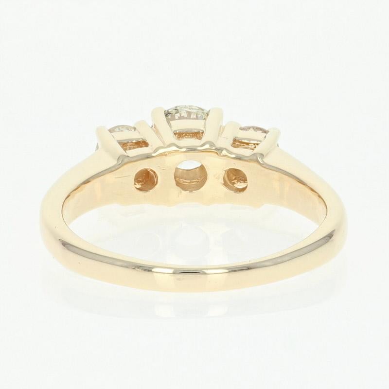 Women's Three-Stone Diamond Engagement Ring, 14 Karat Yellow Gold Round Cut 1.24 Carat