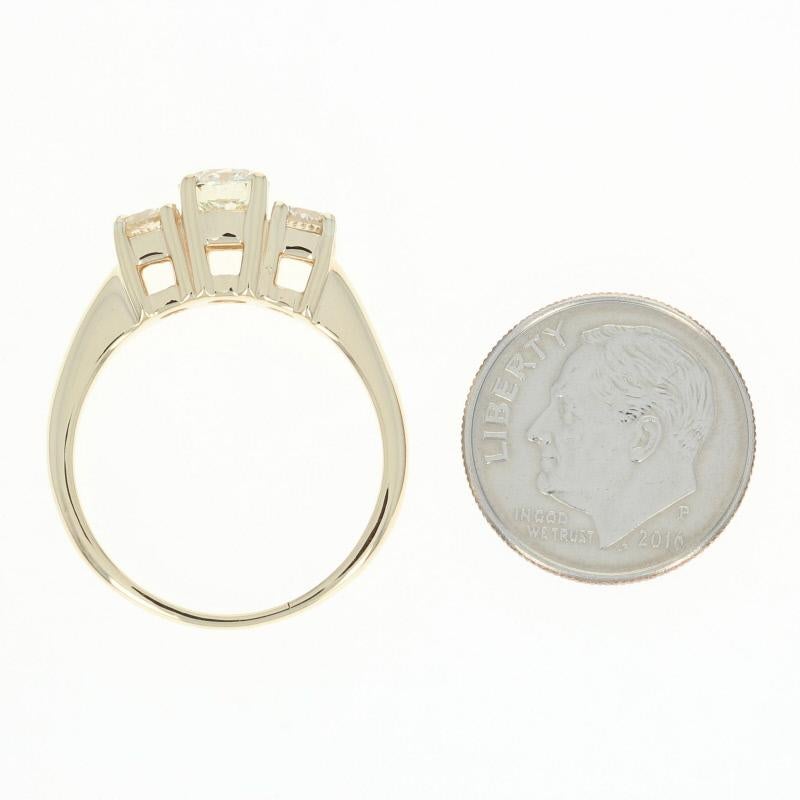 Three-Stone Diamond Engagement Ring, 14 Karat Yellow Gold Round Cut 1.24 Carat 2