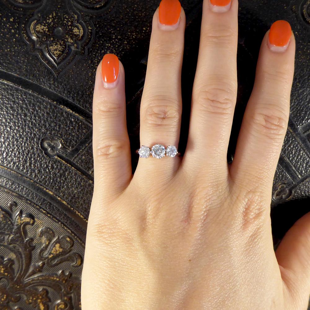 Three-Stone Diamond Engagement Ring, 18 Caratgold and Platinum, 1.25 Carat Total 4