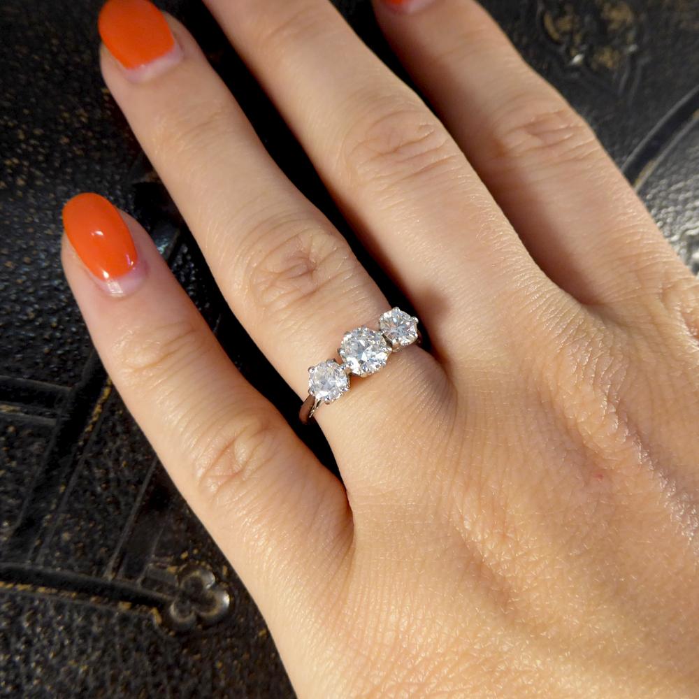 Three-Stone Diamond Engagement Ring, 18 Caratgold and Platinum, 1.25 Carat Total 1