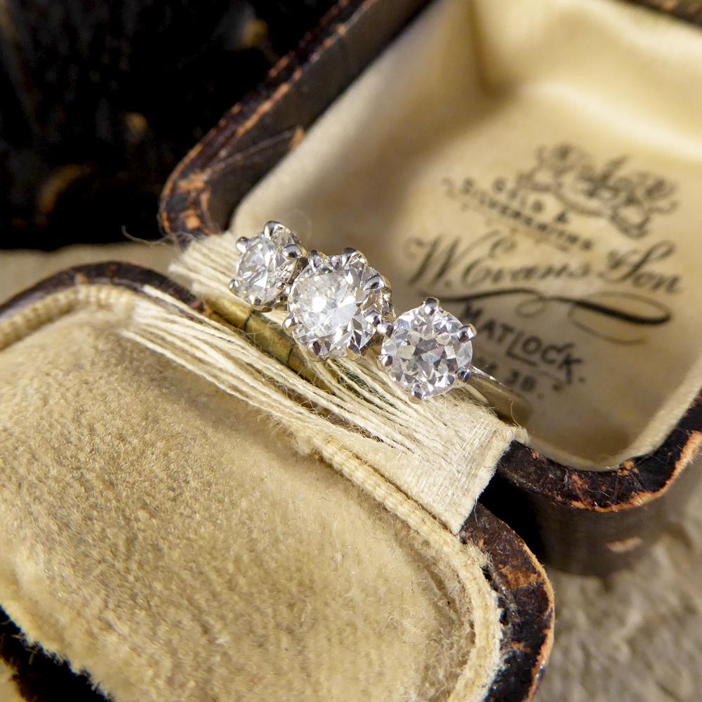 Three-Stone Diamond Engagement Ring, 18 Caratgold and Platinum, 1.25 Carat Total 3