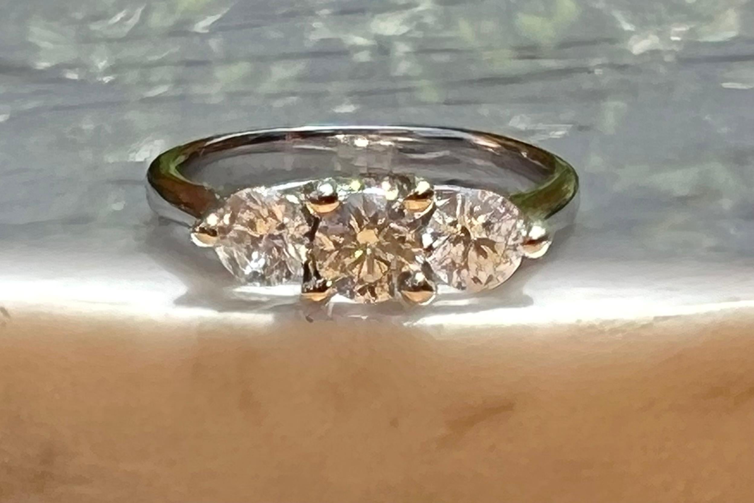 Three Stone Diamond Engagement Ring For Sale 2
