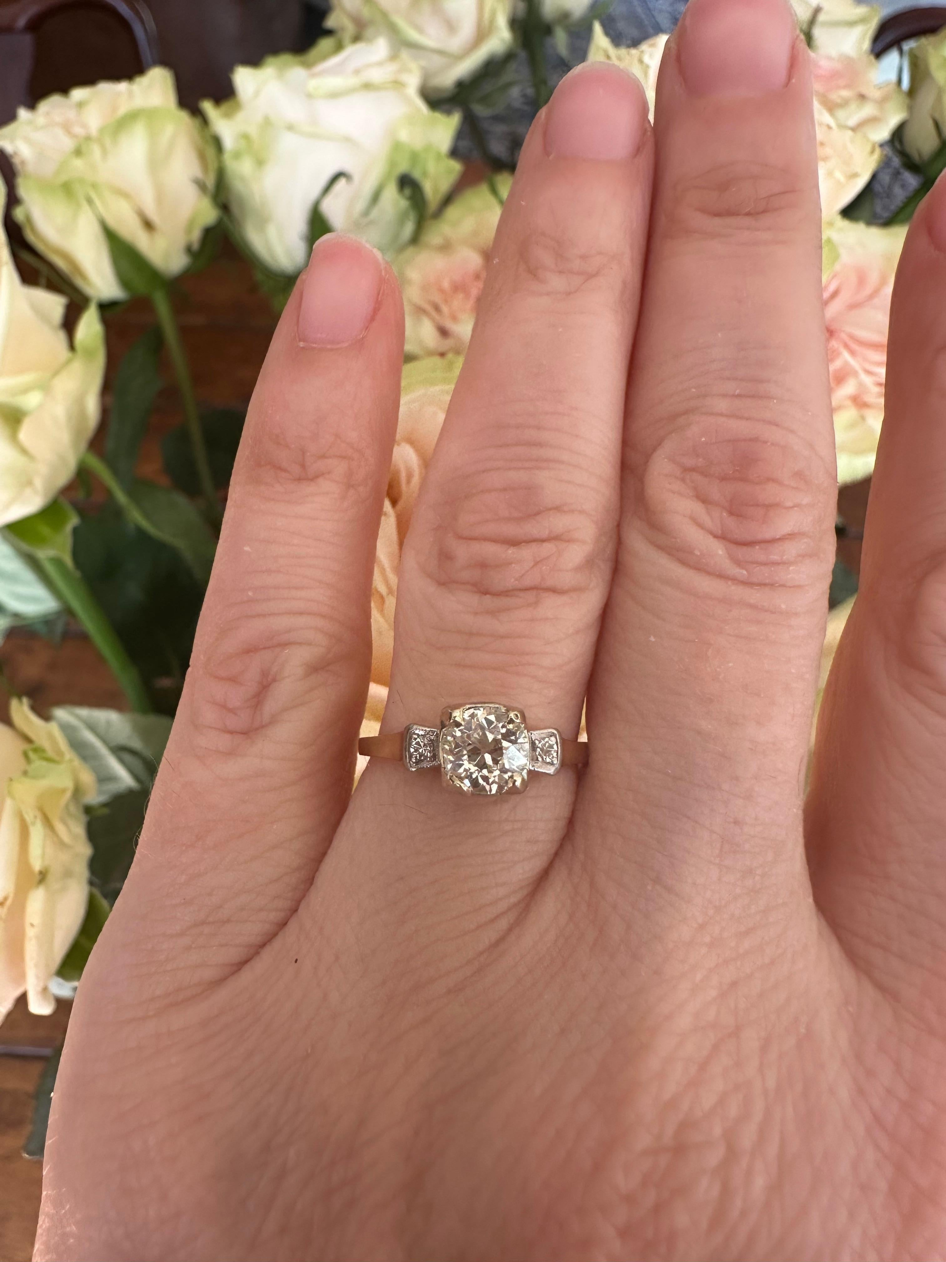 Three-Stone Diamond Engagement Ring  For Sale 3