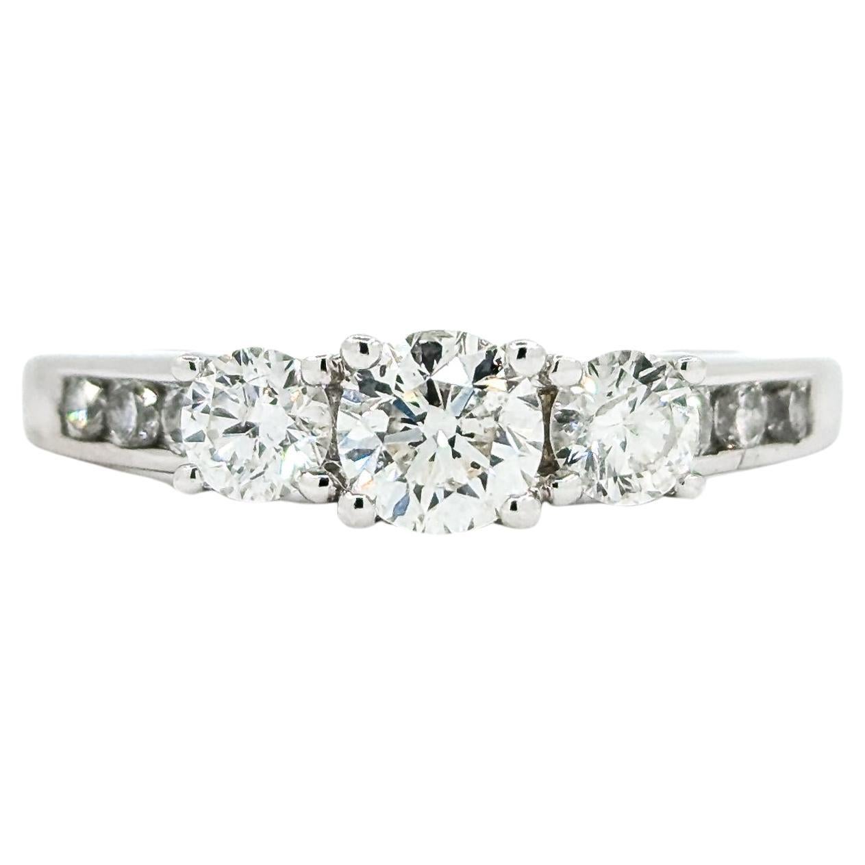 Three-Stone Diamond Engagement Ring in White Gold