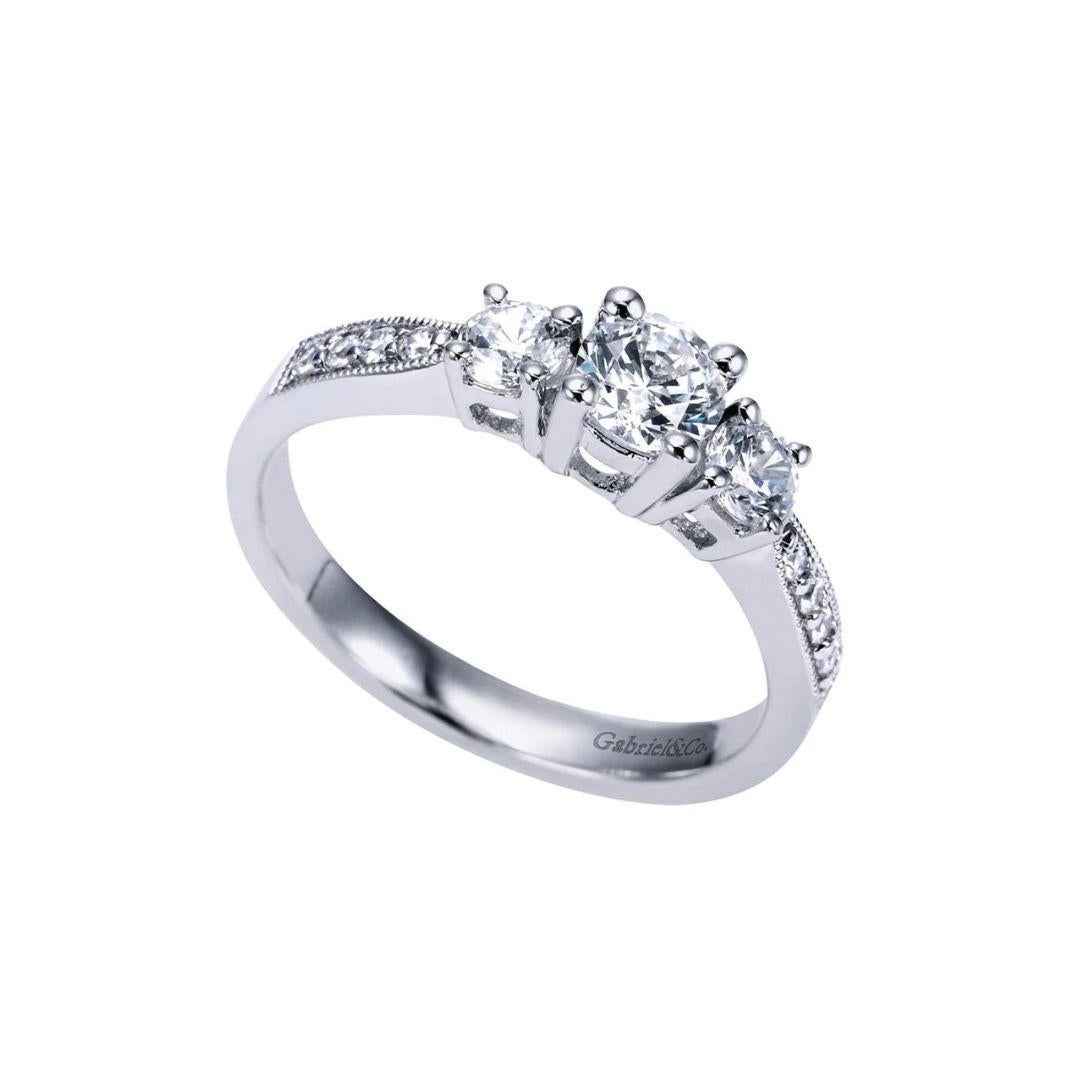 Round Cut Three Stone Diamond Engagement Ring with Channel Setting For Sale