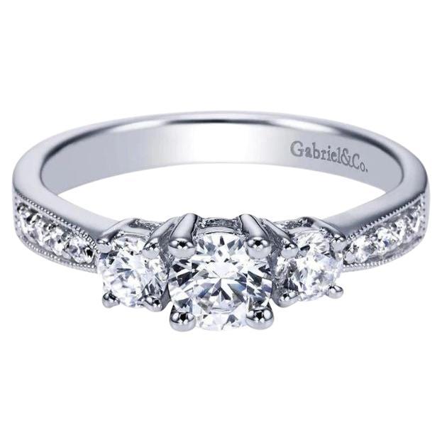 Three Stone Diamond Engagement Ring with Channel Setting