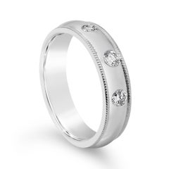 Roman Malakov Three-Stone Diamond Flush Set Wedding Band