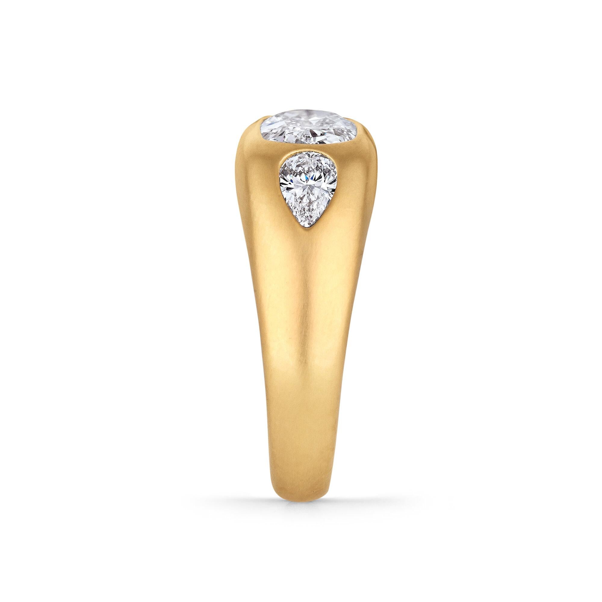 Modern Three-Stone Diamond Gypsy Ring