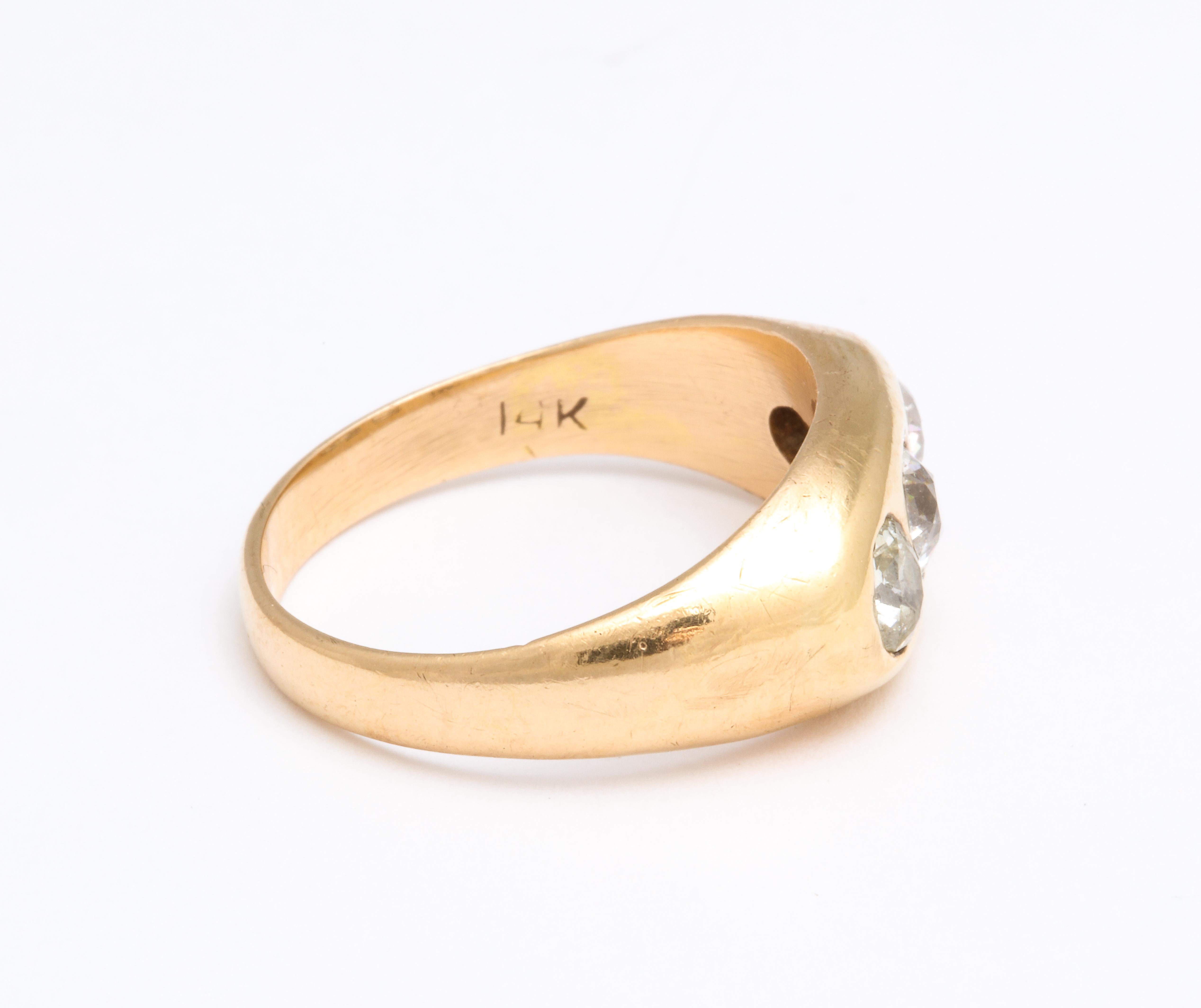 Late Victorian Three-Stone Diamond Gypsy Ring