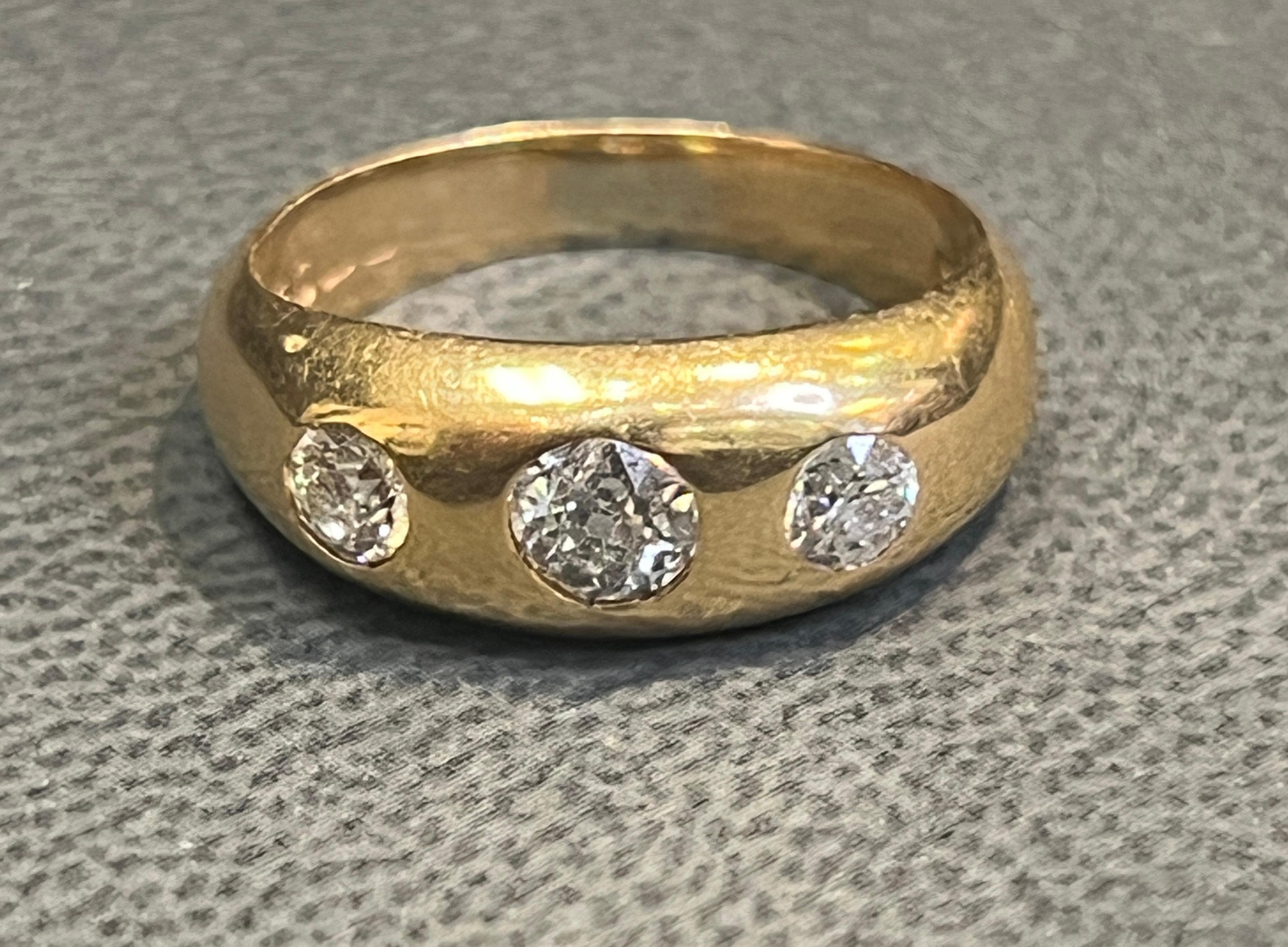 Women's or Men's Three Stone Diamond Gypsy Ring