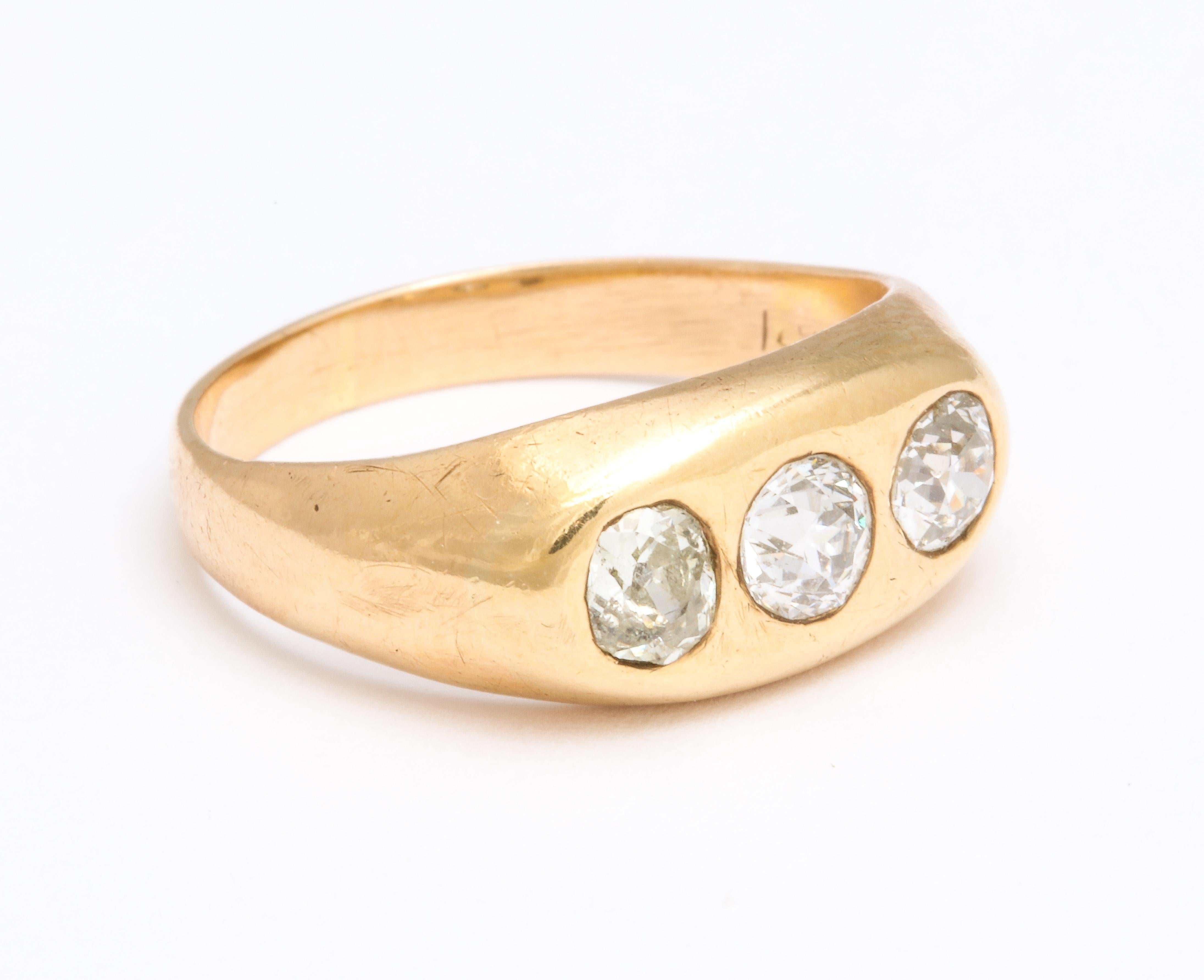 Three-Stone Diamond Gypsy Ring In Good Condition In New York, NY