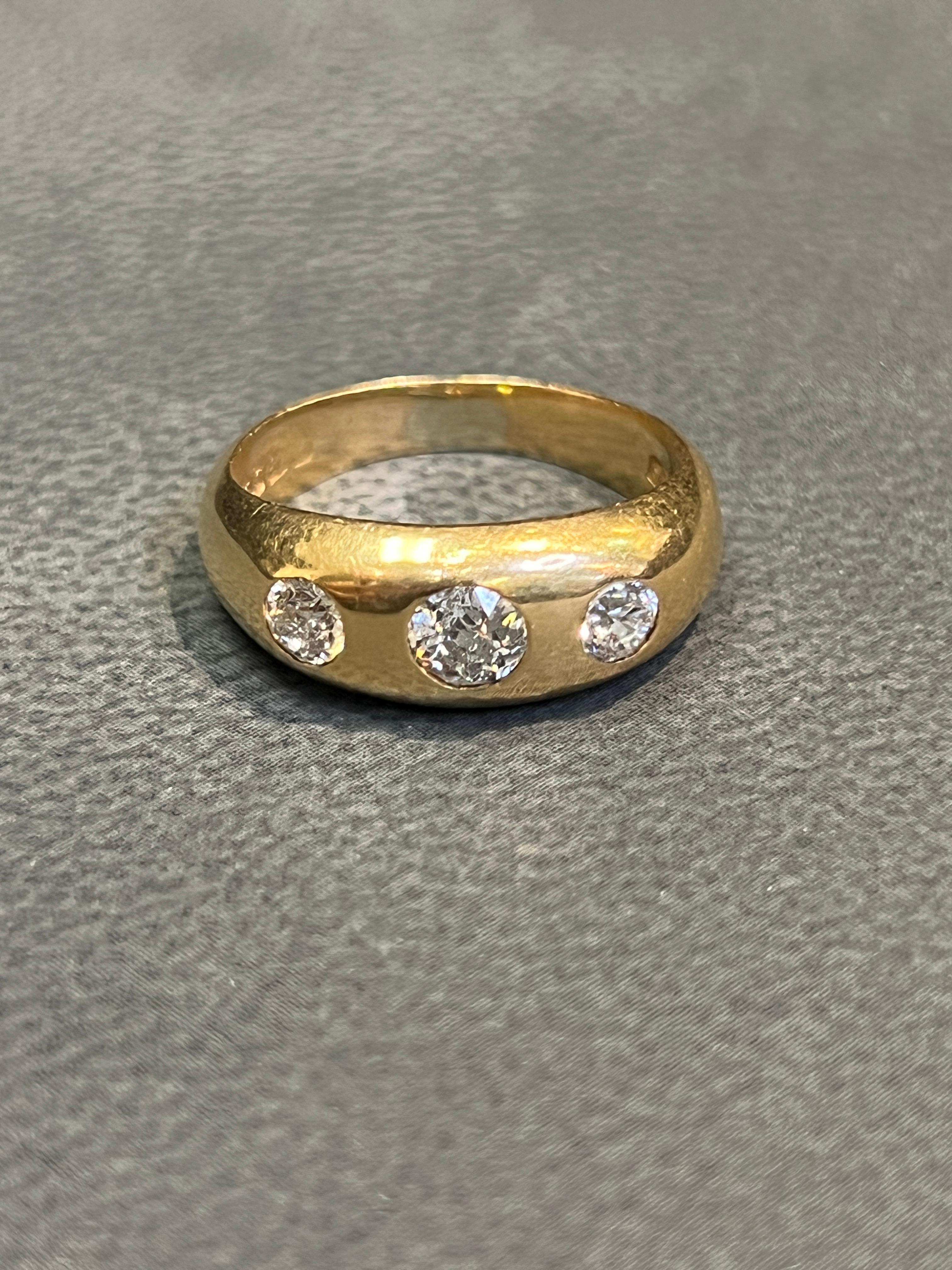 Three Stone Diamond Gypsy Ring 2