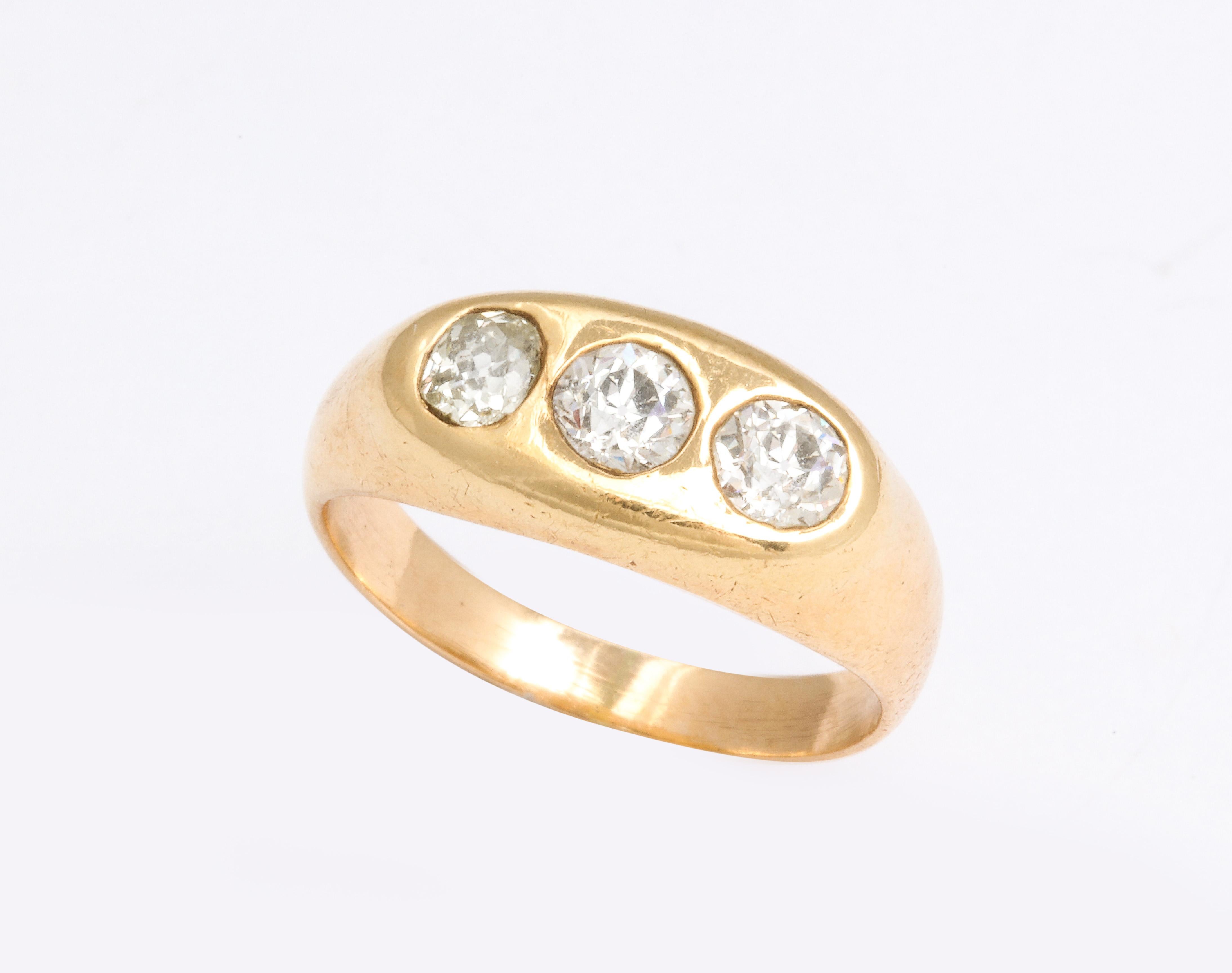 Three-Stone Diamond Gypsy Ring 1