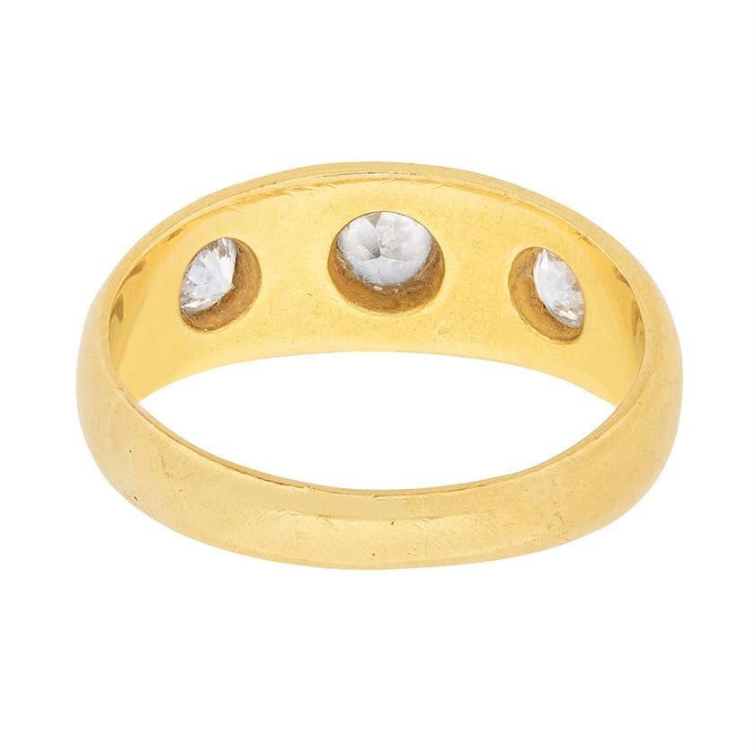 Women's or Men's Three-Stone Diamond Gypsy Ring, Victorian