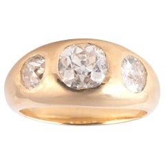 Three Stone Diamond 2.87ct Gypsy Set Ring in 18ct Yellow Gold