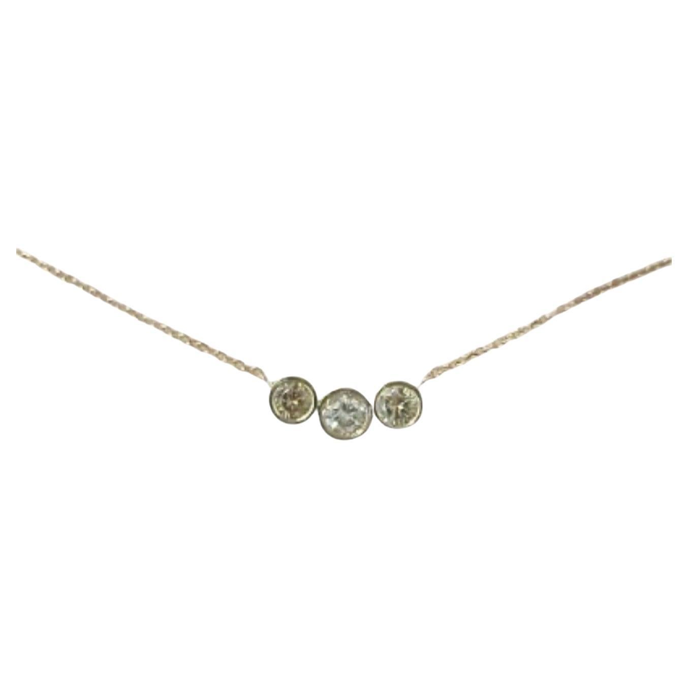 Three stone diamond necklace 14KT gold