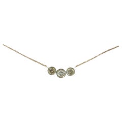 Three stone diamond necklace 14KT gold