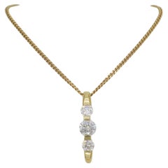 Three Stone Diamond Pendant Necklace made in 18k Yellow Gold 