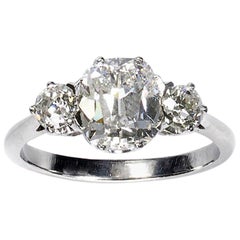 Three-Stone Diamond Platinum Ring 2.56 Carat