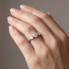 Three Stone Diamond Ring, Approx. 1.30 ct, Dated 1947 and Inscribed