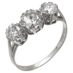 Three Stone Diamond Ring, Approx. 1.30 ct, Dated 1947 and Inscribed