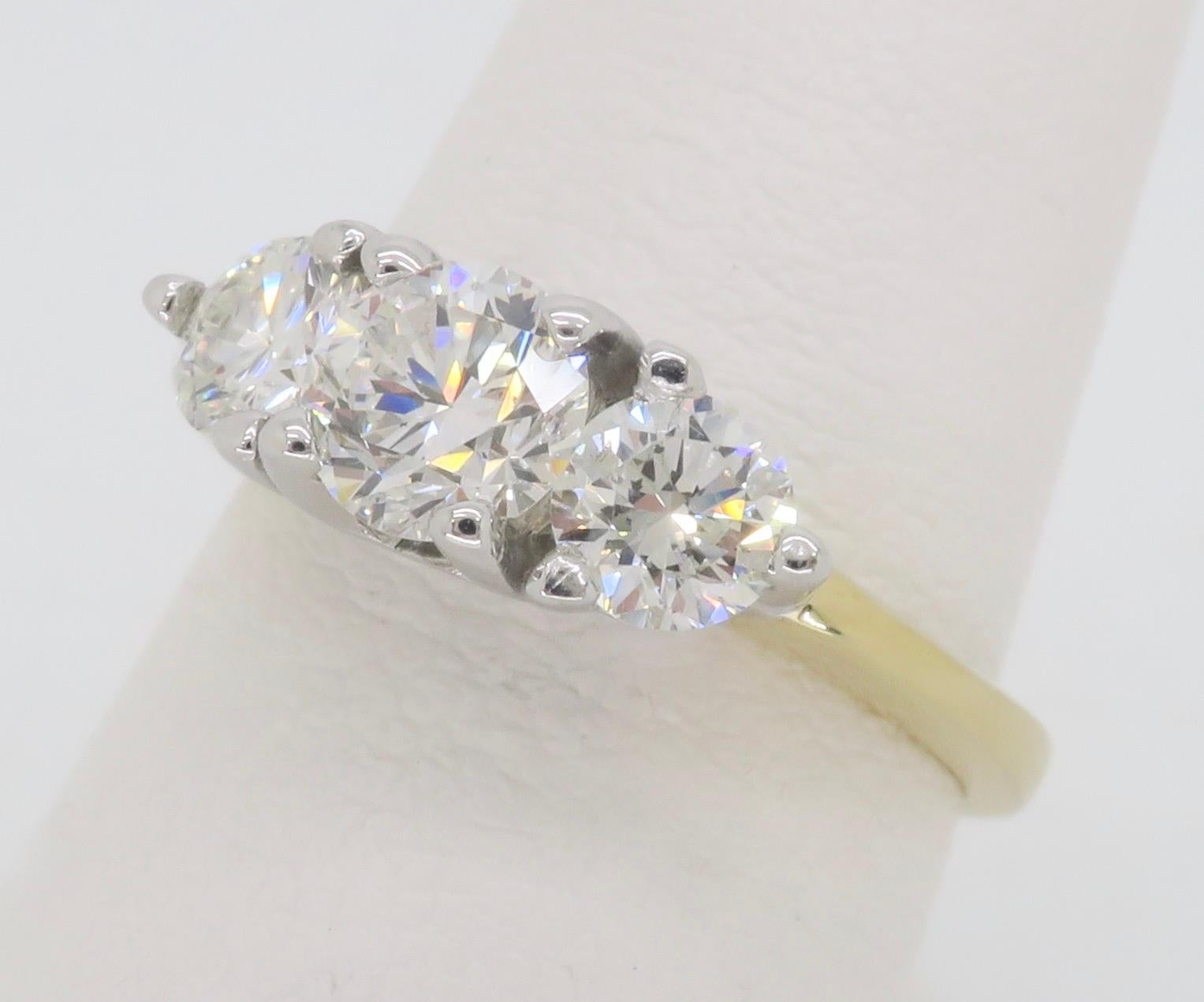 Round Cut Three Stone Diamond Ring For Sale