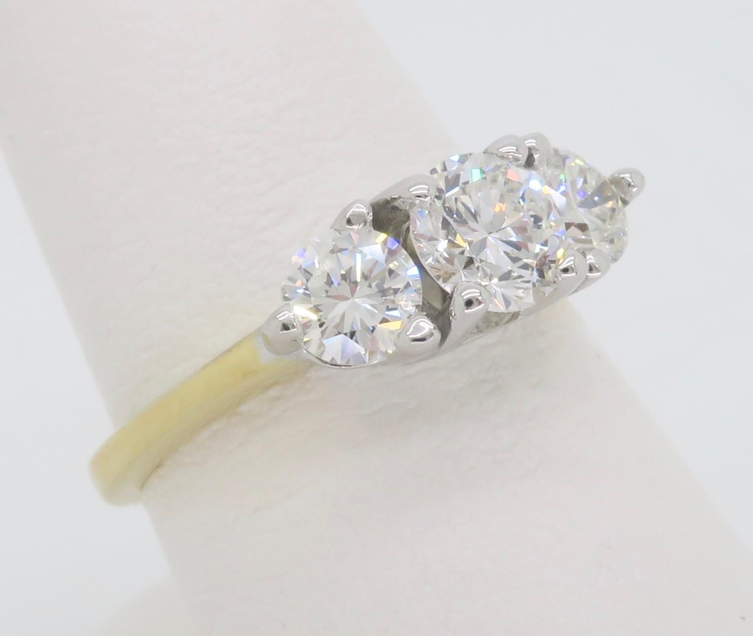 Three Stone Diamond Ring In New Condition For Sale In Webster, NY